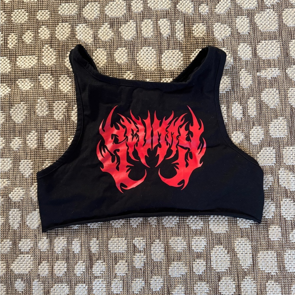 Scummy Bear Black and Red Crop Top